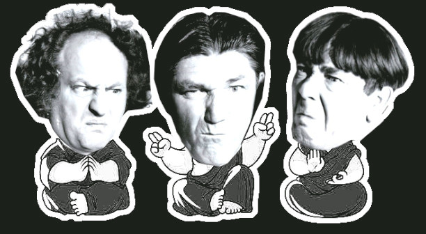 The Three Stooges - Larry, Shemp, and Moe - as Buddhist Monks